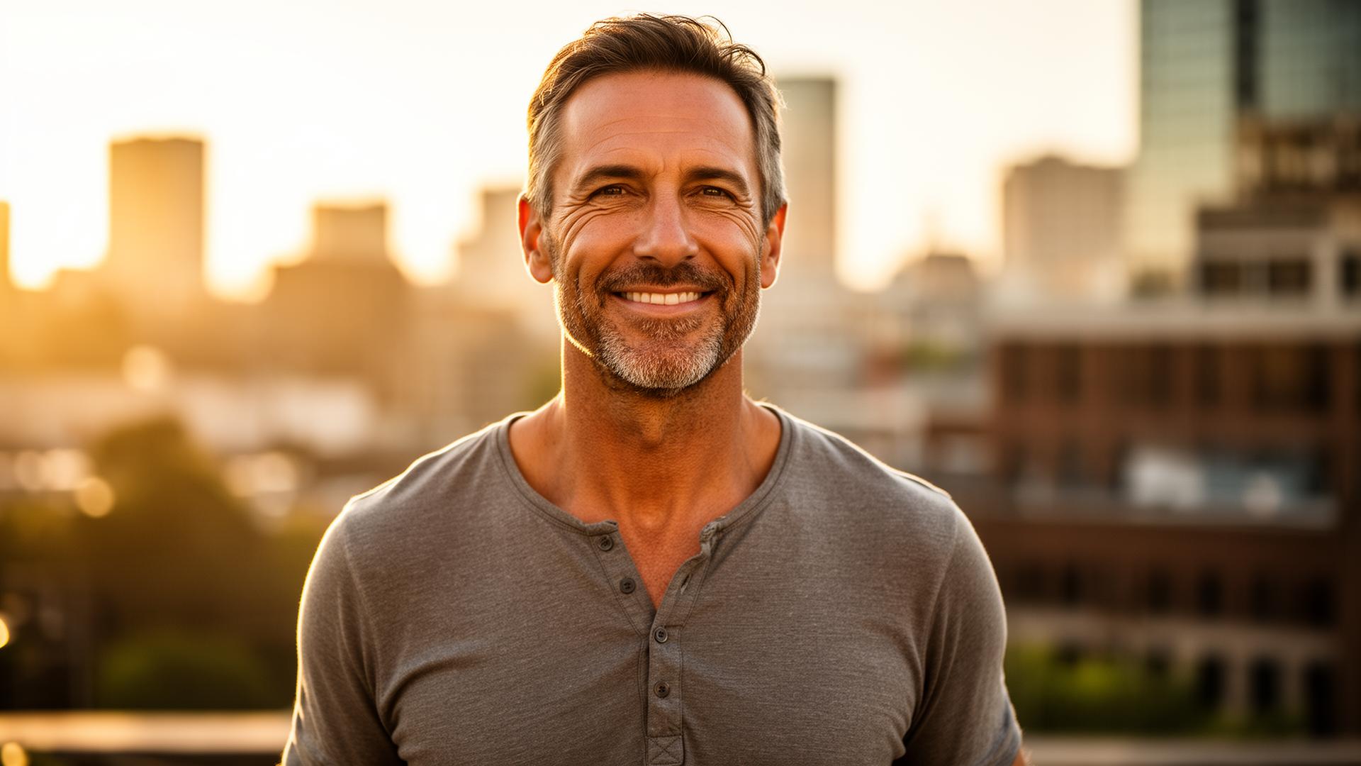 Confident man feeling energized after testosterone therapy