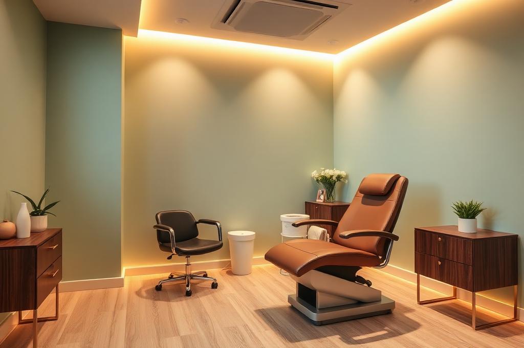 Comfortable treatment room in a modern wellness clinic