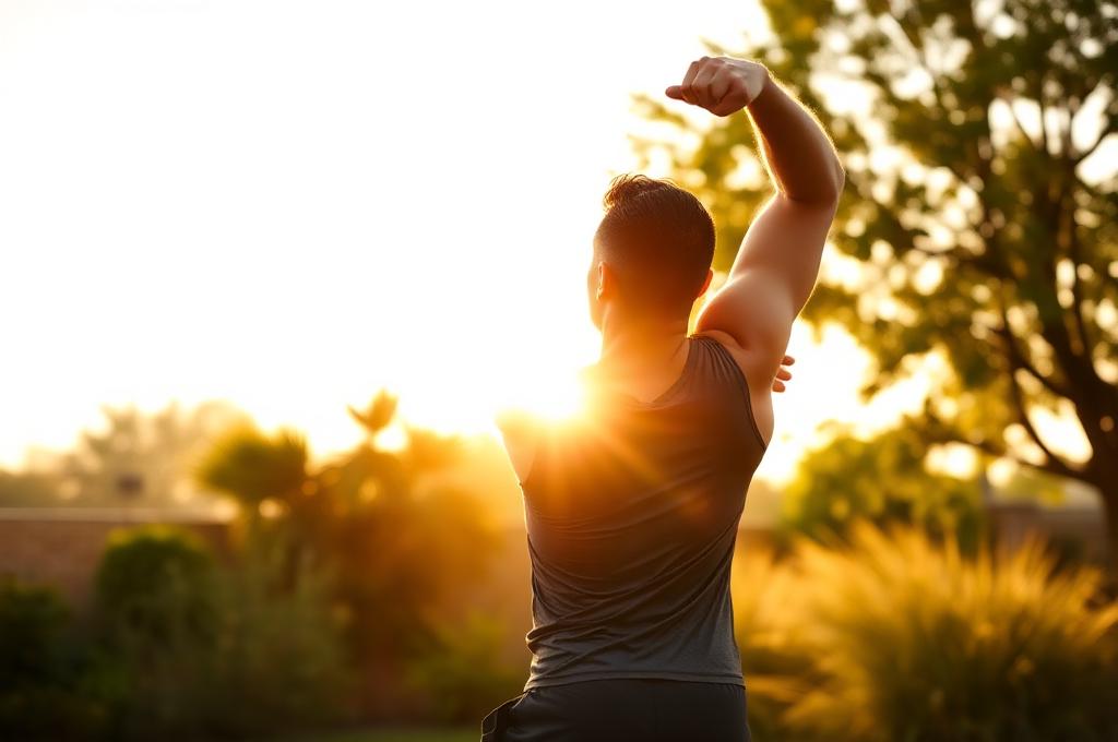 Man feeling energized and free at sunrise